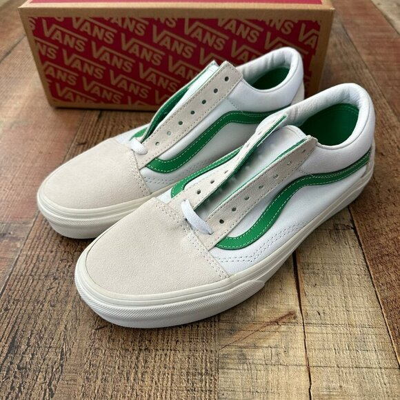 Vans Old Skool Vintage Sport White & Green Slip-On Sneakers Mens 7.5/Womens 9 - Picture 6 of 11